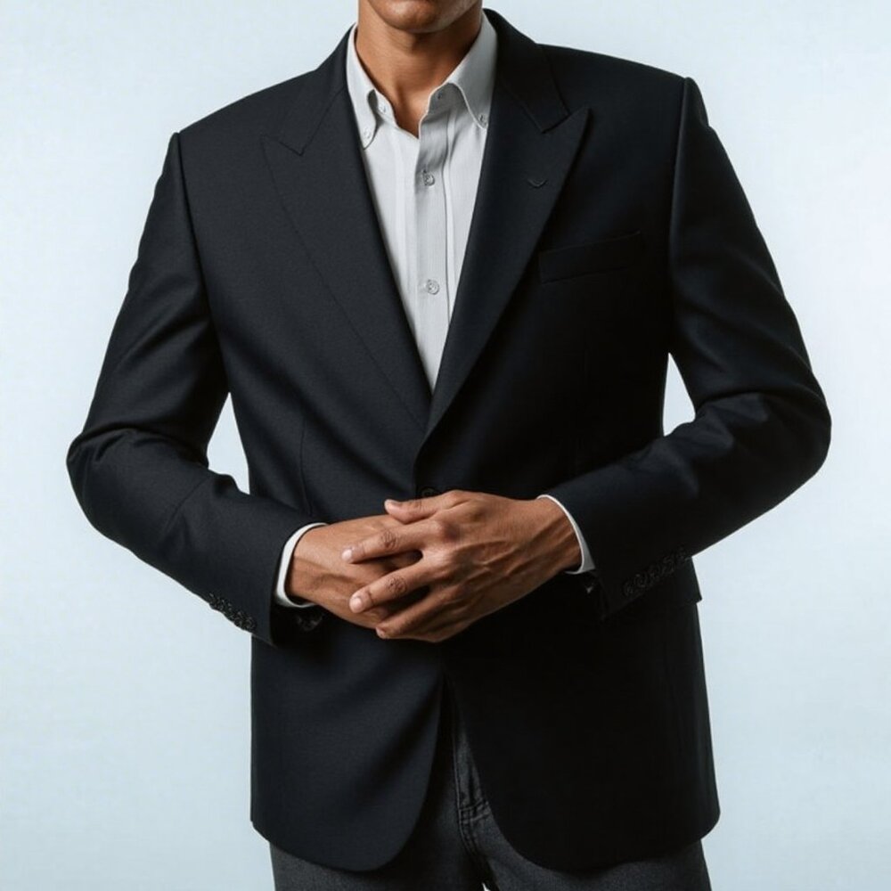 Gino Valentino Men's Italian Wool Blend Suit Jacket - Size 42R Blazer
